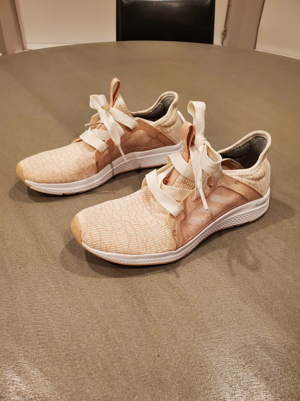adidas Bounce Women's Light Pink Tan Lace-Up Sneakers - Picture 3 of 10